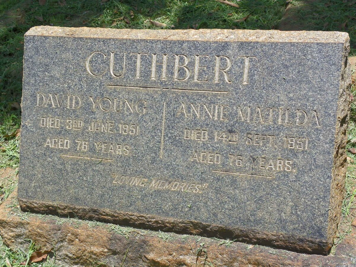 CUTHBERT David Young -1951 &amp; Annie Mathilda -1951