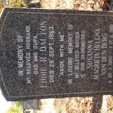 DALTON Eddie R. -1963 &amp; Susanna Magrieta Helena VAN DEN BERG 1905-1981