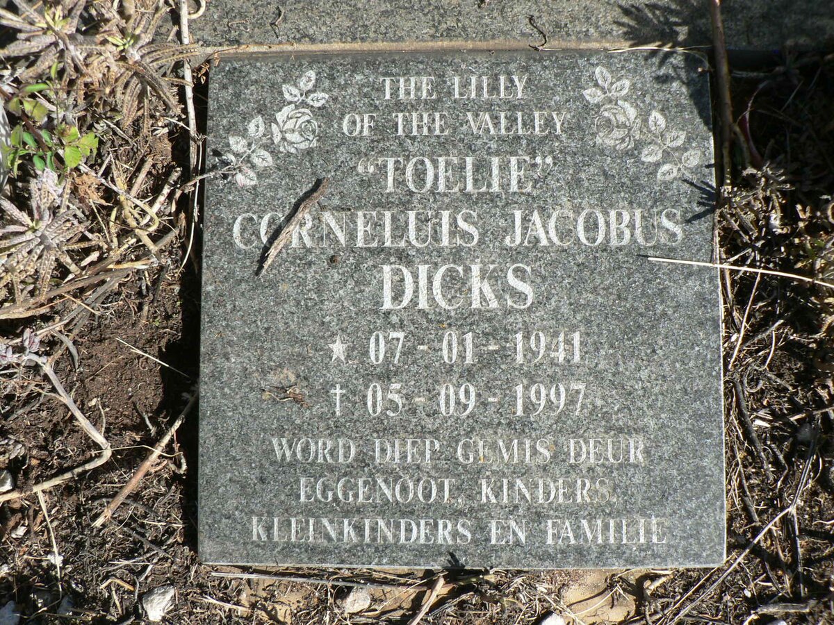 DICKS Corneluis Jacobus 1941-1997