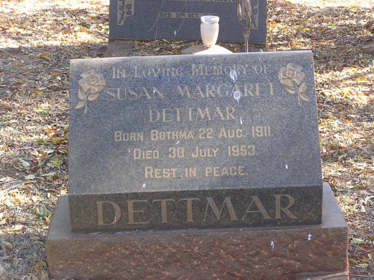 DETTMAR Susan Margaret nee BOTHMA 1911-1953