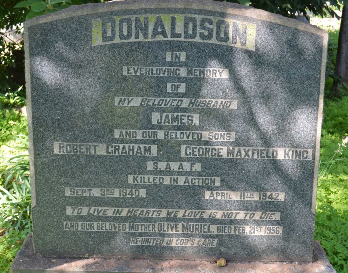 DONALDSON James &amp; Olive Muriel -1956 :: DONALDSON Robert Graham -1940 :: DONALDSON George Maxfield King -1942