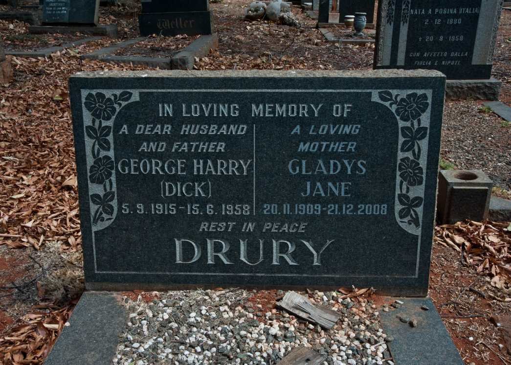 DRURY George Harry 1915-1958 &amp; Gladys Jane 1909-2008