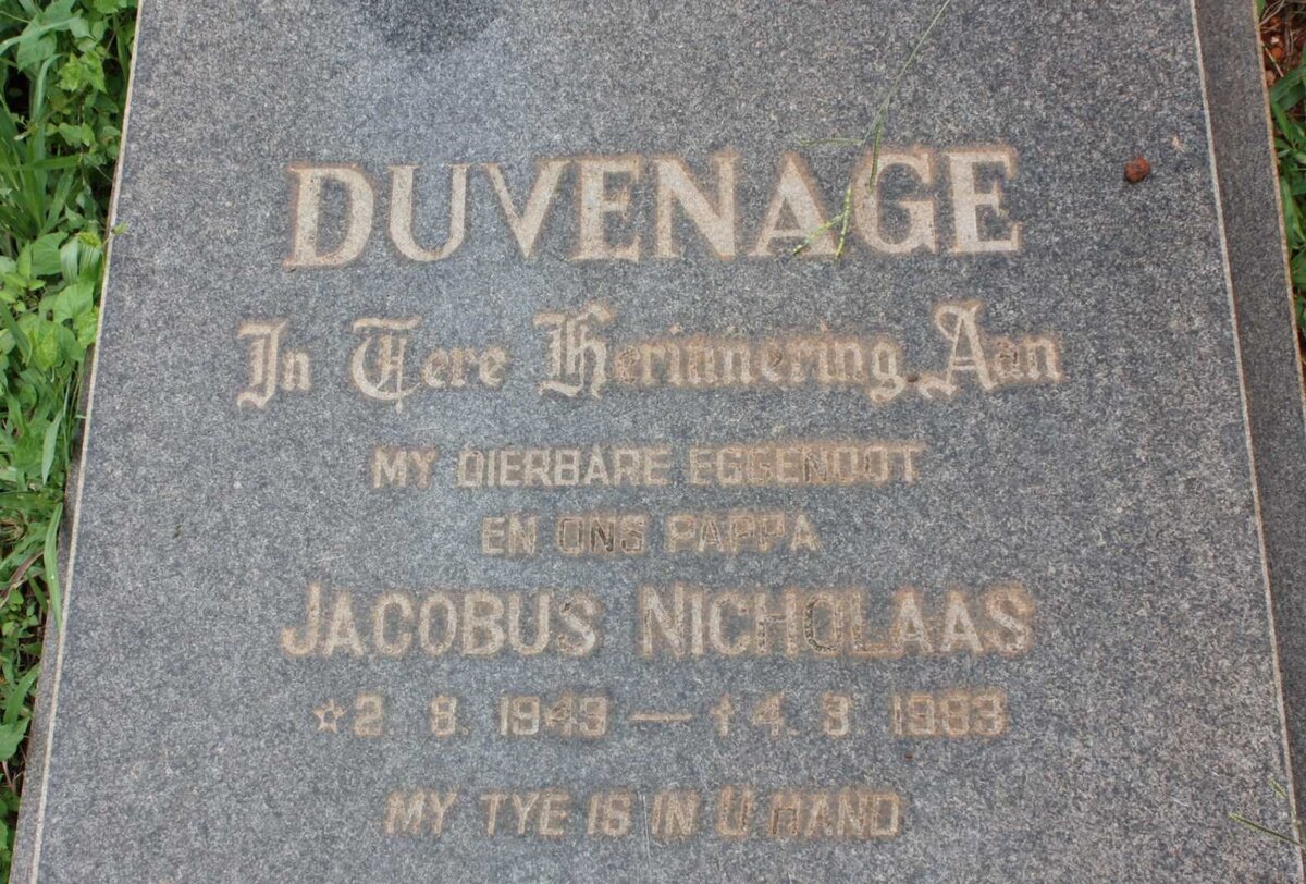 DUVENAGE Jacobus Nicholaas 1943-1983