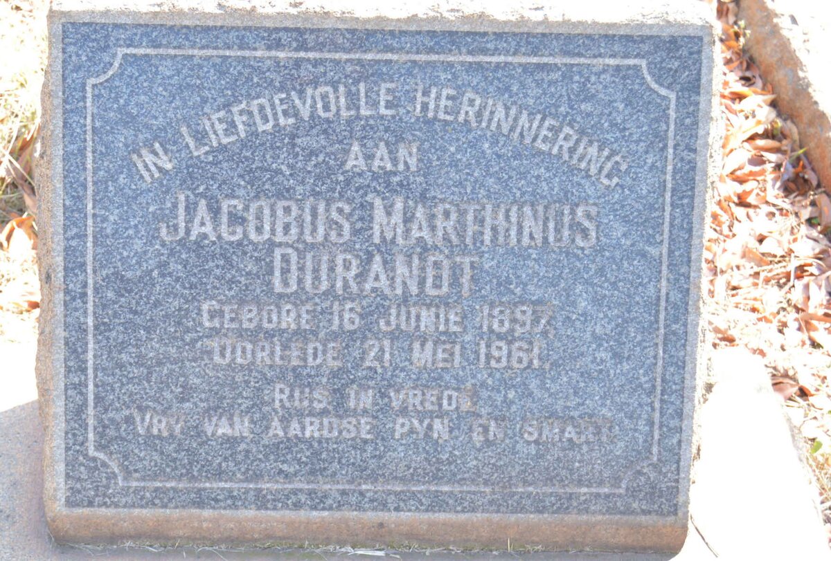 DURANDT Jacobus Marthinus 1897-1961