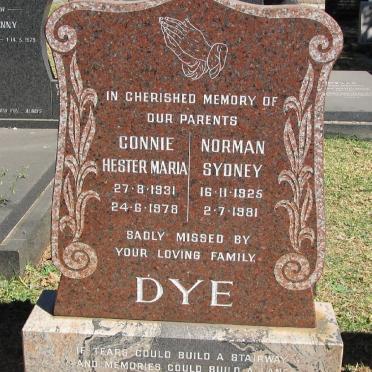 DYE Norman Sydney 1925-1981 &amp; Connie Hester Maria 1931-1978