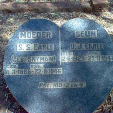 EARLE S.S. nee SNYMAN 1886-1946 :: EARLE O.J. 1929-1948