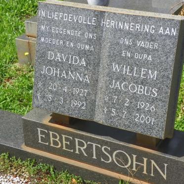 EBERTSOHN Willem Jacobus 1926-2001 &amp; Davida Johanna 1927-1992
