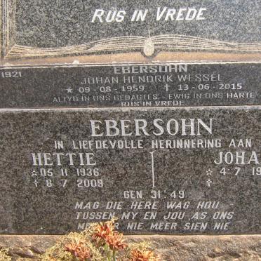 EBERSOHN Johan 1935- &amp; Hettie 1936-2009 :: EBERSOHN Johan Hendrik Wessel 1959-2015