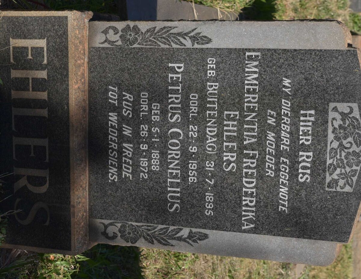 EHLERS Petrus Cornelius 1888-1972 &amp; Emmerentia Frederika BUITENDAG 1895-1956