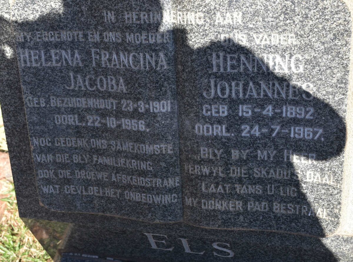 ELS Henning Johannes 1892-1967 &amp; Helena Francina Jacoba BEZUIDENHOUT 1901-1956