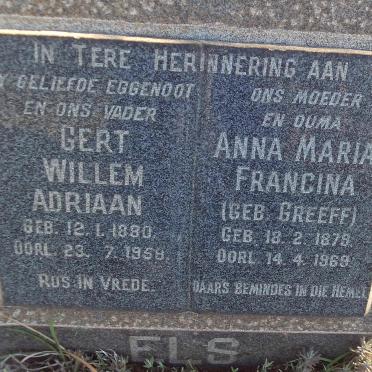 ELS Gert Willem Adriaan 1880-1958 &amp; Anna Maria Francina GREEFF 1879-1969