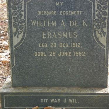 ERASMUS Willem A. De K. 1912-1952