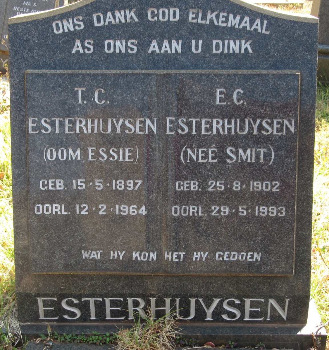 ESTERHUYSEN T.C. 1897-1964 &amp; E.C. SMIT 1902-1993