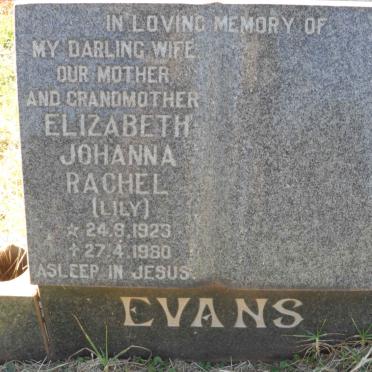 EVANS Elizabeth Johanna Rachel 1923-1980