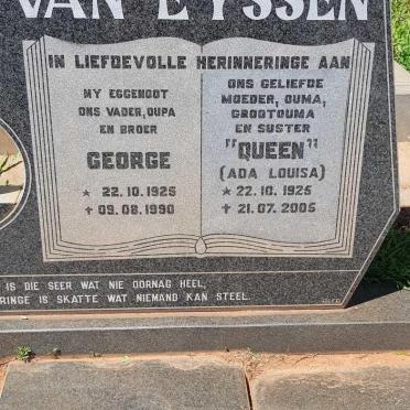 EYSSEN George, van 1925-1990 &amp; Ada Louisa 1925-2005