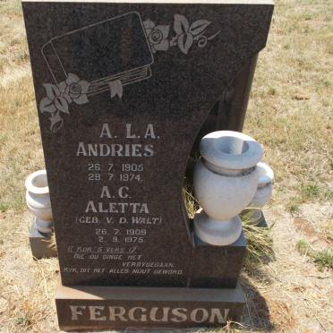 FERGUSON A.L.A. 1905-1974 &amp; A.C. V.D. WALT 1909-1975