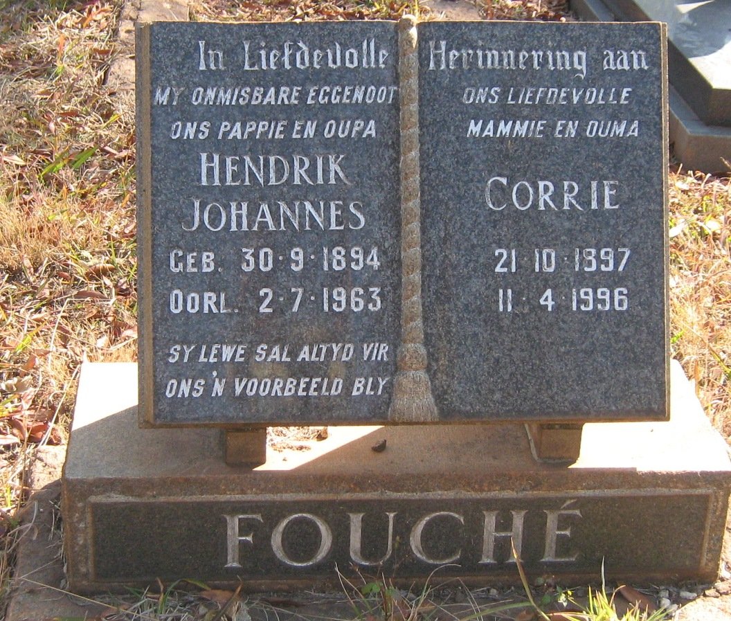 FOUCHÉ Hendrik Johannes 1894-1963 &amp; Corrie 1897-1996