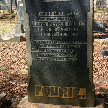 FOURIE David Petrus 1903-1943