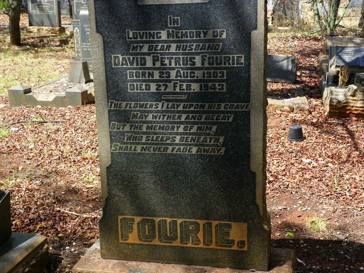 FOURIE David Petrus 1903-1943