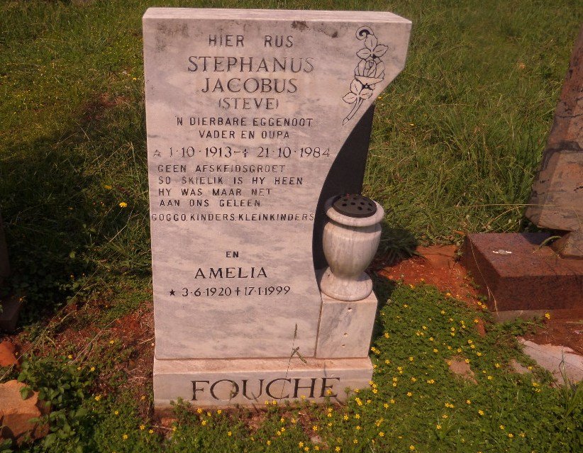 FOUCHÉ Stephanus Jacobus 1913-1984 &amp; Amelia 1920-1999