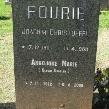 FOURIE Joachim Christoffel 1911-1968 &amp; Angelique Marie GROBLER 1912-2009