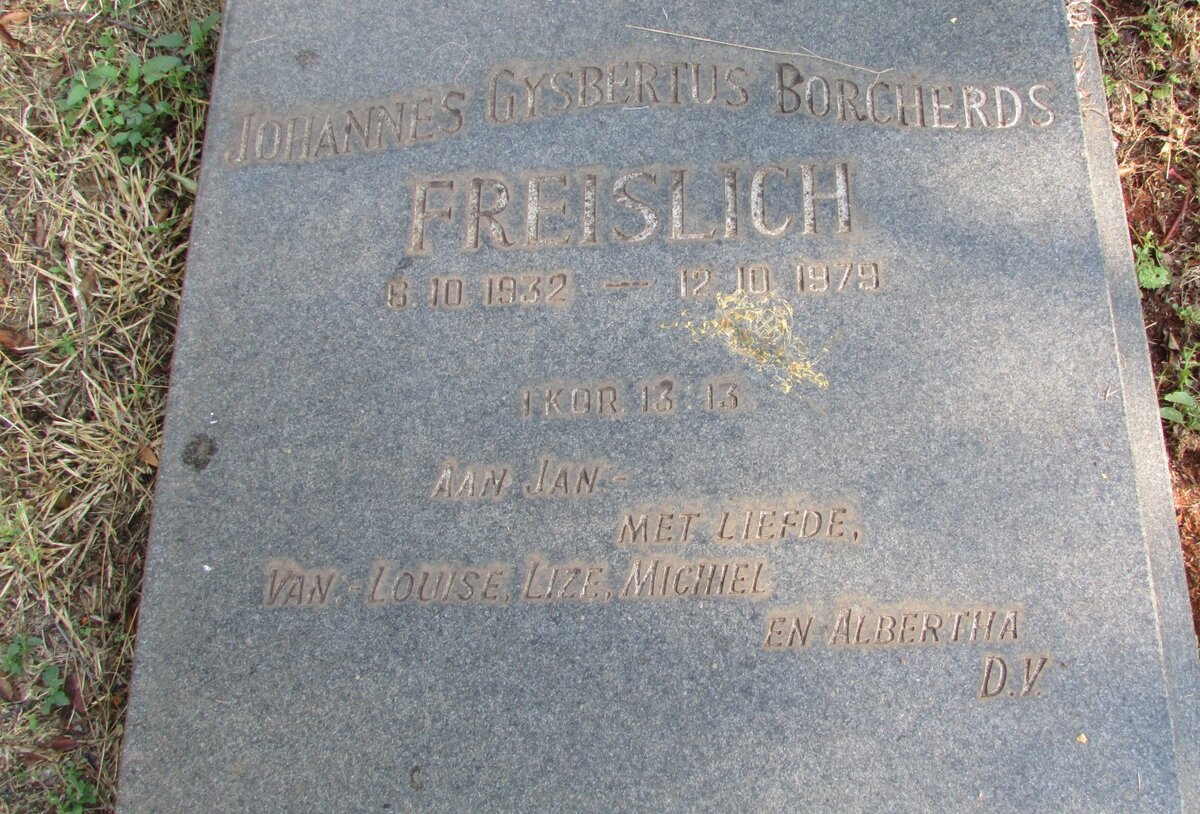 FREISLICH Johannes Gysbertus Borcherds 1932-1979