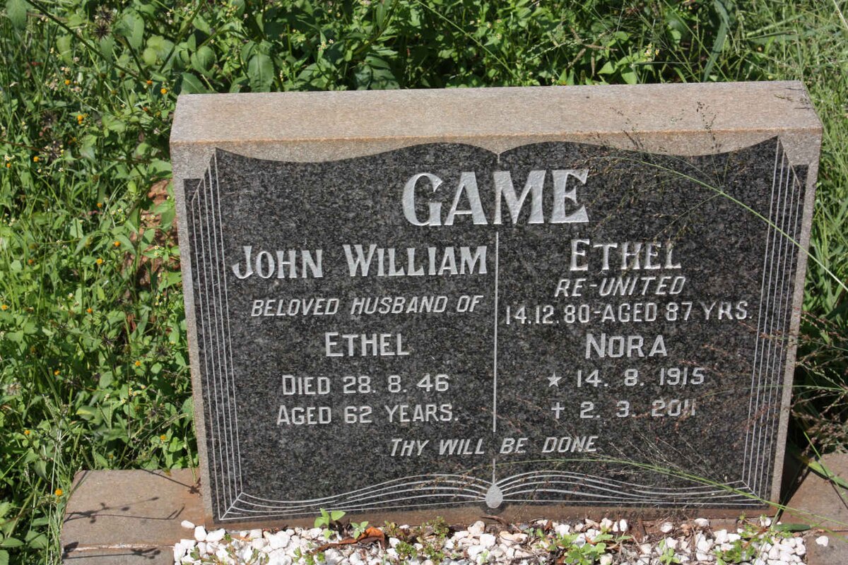 GAME John William -1946 &amp; Ethel -1980 :: GAME Nora 1915-2011