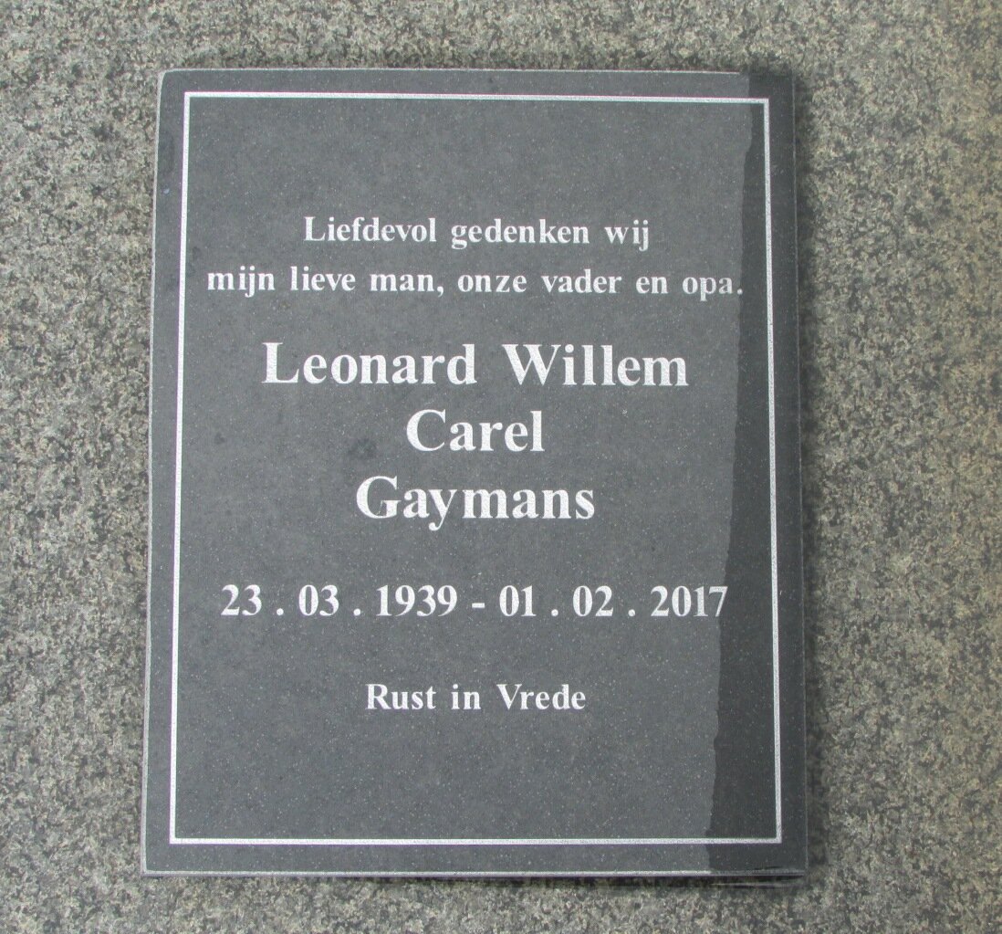 GAYMANS Leonard Willem Carel 1939-2017