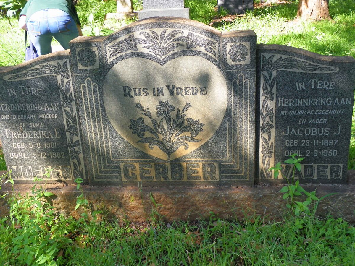 GERBER Jacobus J. 1897-1950 &amp; Frederika E. 1901-1962