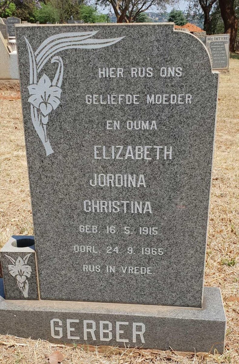 GERBER Elizabeth Jordina Christina 1915-1965