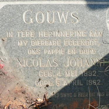 GOUWS Nicolas Johannes 1892-1962