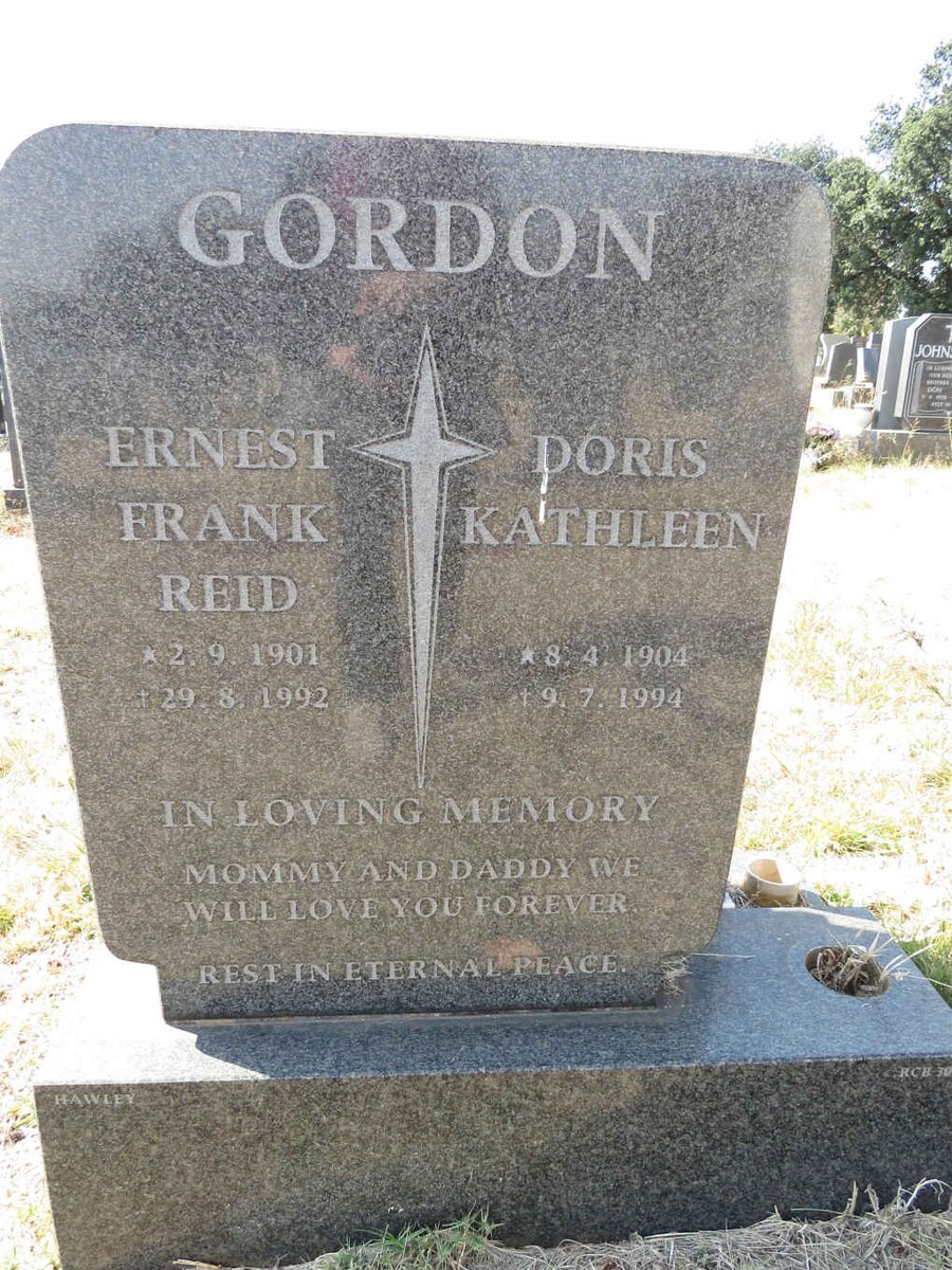 GORDON Ernest Frank Reid 1901-1992 &amp; Doris Kathleen 1904-1994