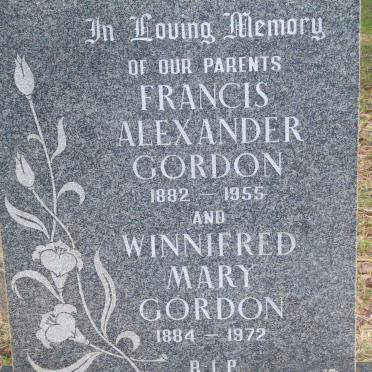 GORDON Francis Alexander 1882-1955 &amp; Winnifred Mary 1884-1972