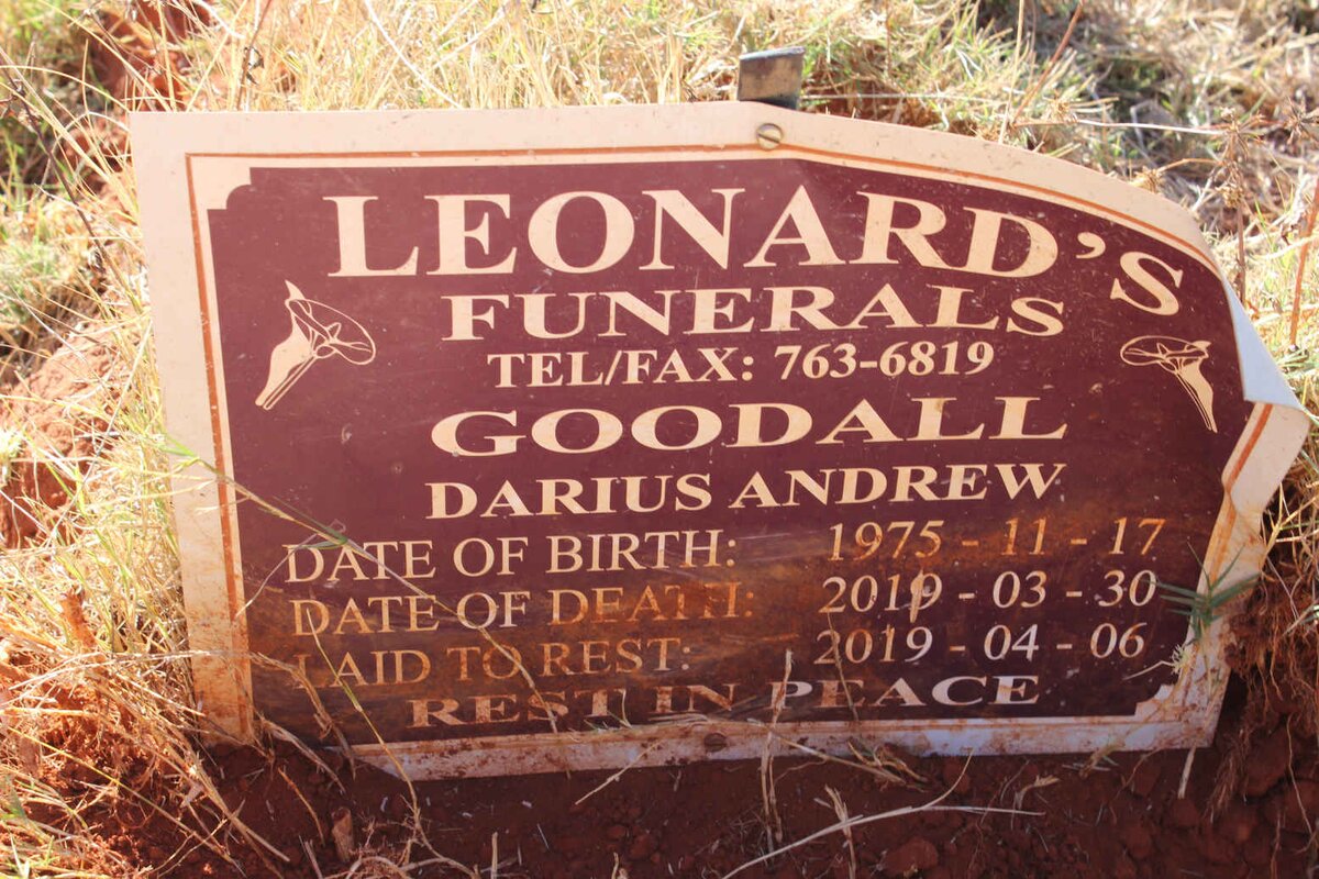 GOODALL Darius Andrew 1975-2019