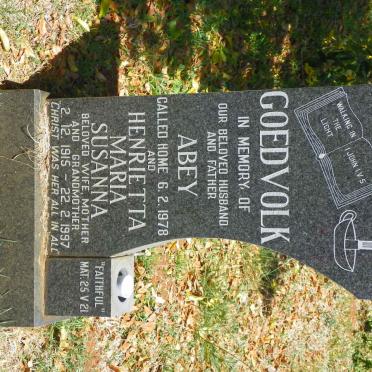 GOEDVOLK Abey -1978 &amp; Henrietta Maria Susanna 1915-1997