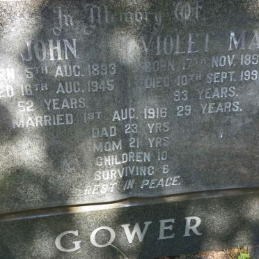 GOWER John 1893-1945 &amp; Violet May 1896-1990
