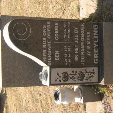 GREYLING Ben 1899-1961 &amp; Corrie 1906-1998