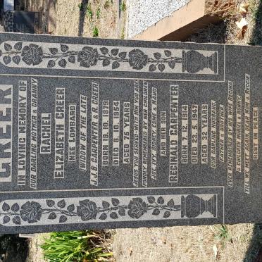 GREER Rachel Elizabeth formerly CARPENTER nee LOMBARD 1879-1954 :: CARPENTER Reginald 1914-1947