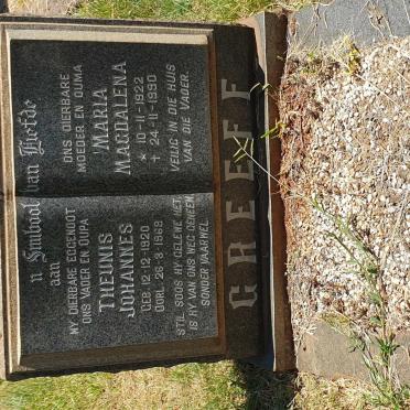 GREEFF Theunis Johannes 1920-1969 &amp; Maria Magdalena 1922-1990
