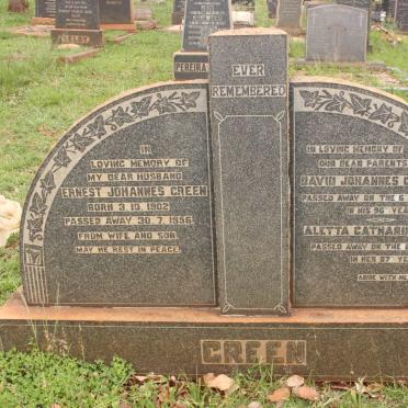 GREEN David Johannes -1950 &amp; Aletta Catharina -1950 :: GREEN Ernest Johannes 1902-1956