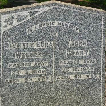 GRANT John -1945 :: WEGNER Myrtle Edna -1949