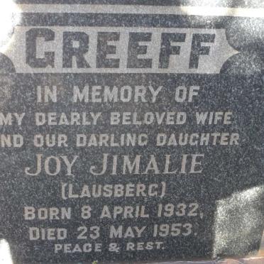 GREEFF Joy Jimalie nee LAUSBERG 1932-1953