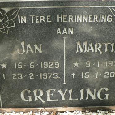 GREYLING Jan 1929-1973 &amp; Martie 1932-2018