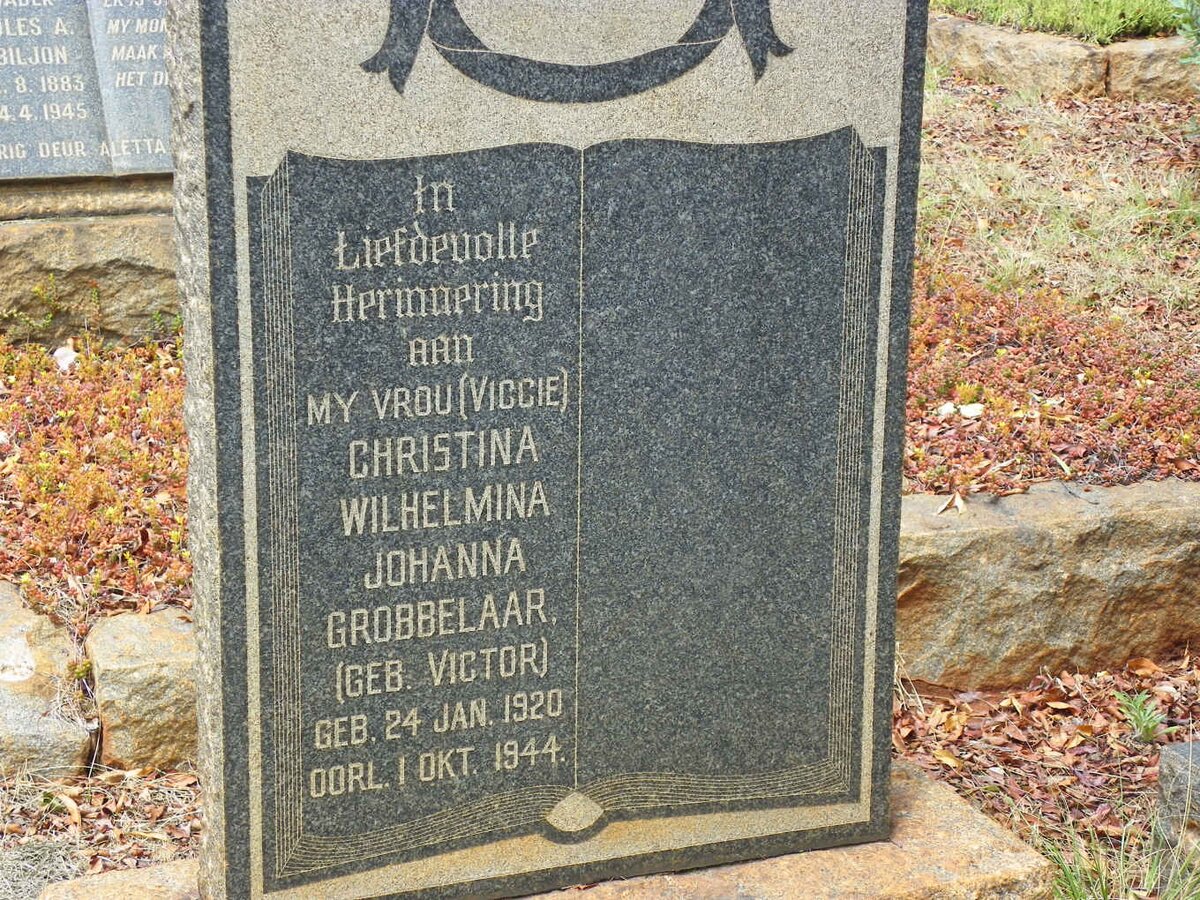 GROBBELAAR Christina Wilhelmina Johanna nee VICTOR 1920-1944