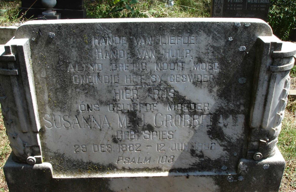 GROBBELAAR Susanna M.J. nee SPIES 1882-19?8