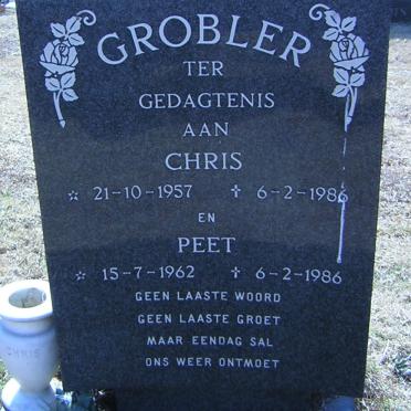 GROBLER Chris 1957-1986 :: GROBLER Peet 1962-1986