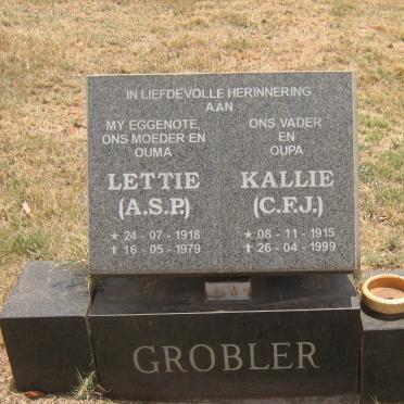 GROBLER C.F.J. 1915-1999 &amp; A.S.P. 1918-1979