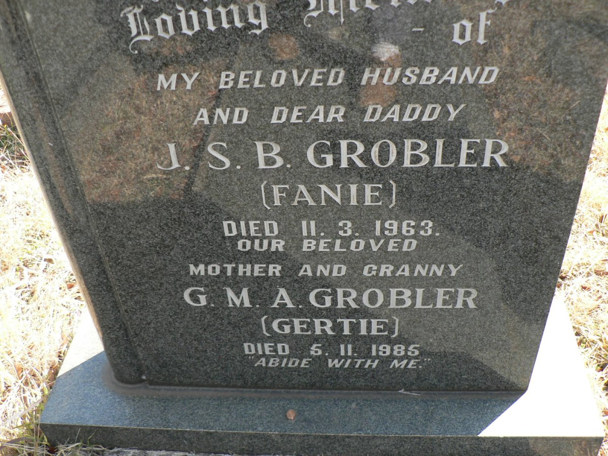 GROBLER J.S.B. -1963 &amp; G.M.A. -1985