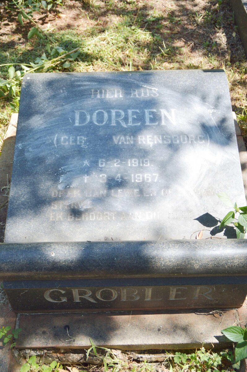 GROBLER Doreen nee VAN RENSBURG 1919-1967