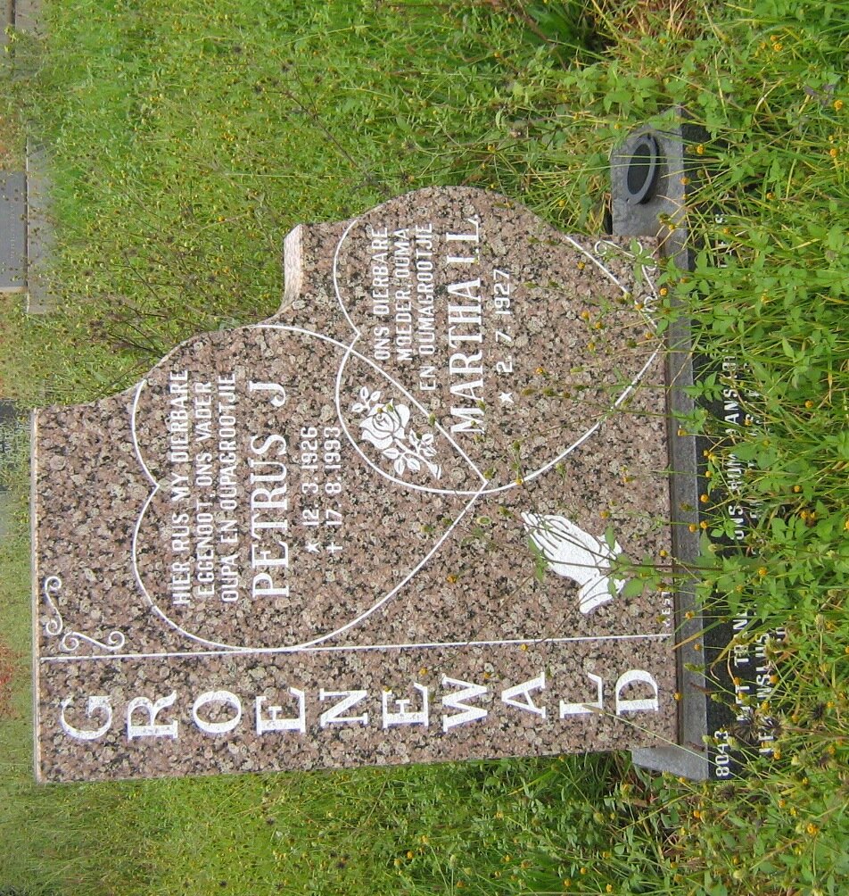 GROENEWALD Petrus J. 1926-1993 &amp; Martha I.L. 1927-